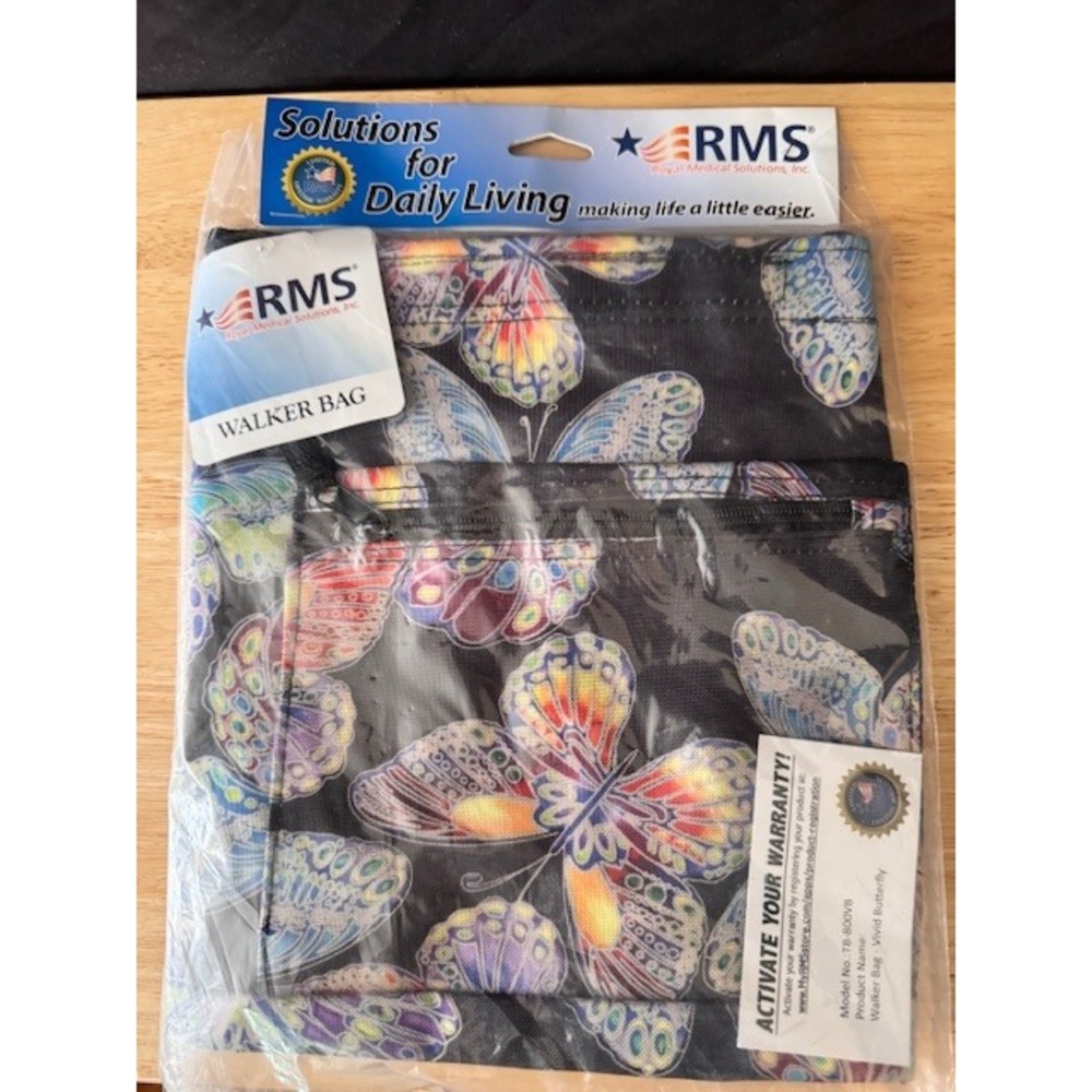 RMS Walker Bag Vivid Butterfly Tote Attachment Pockets TB-800VB New